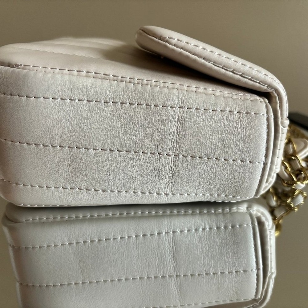 L.T.L‎ London Quilted Crossbody Bag Cream Gold Chain Shoulder Bag - Picture 9 of 12
